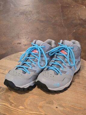 The North Face Jr Hedgehog Waterproof Hiking Boots Gray Blue Size 4.5